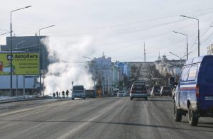 Прорыв трубы в центре Магадана 3
